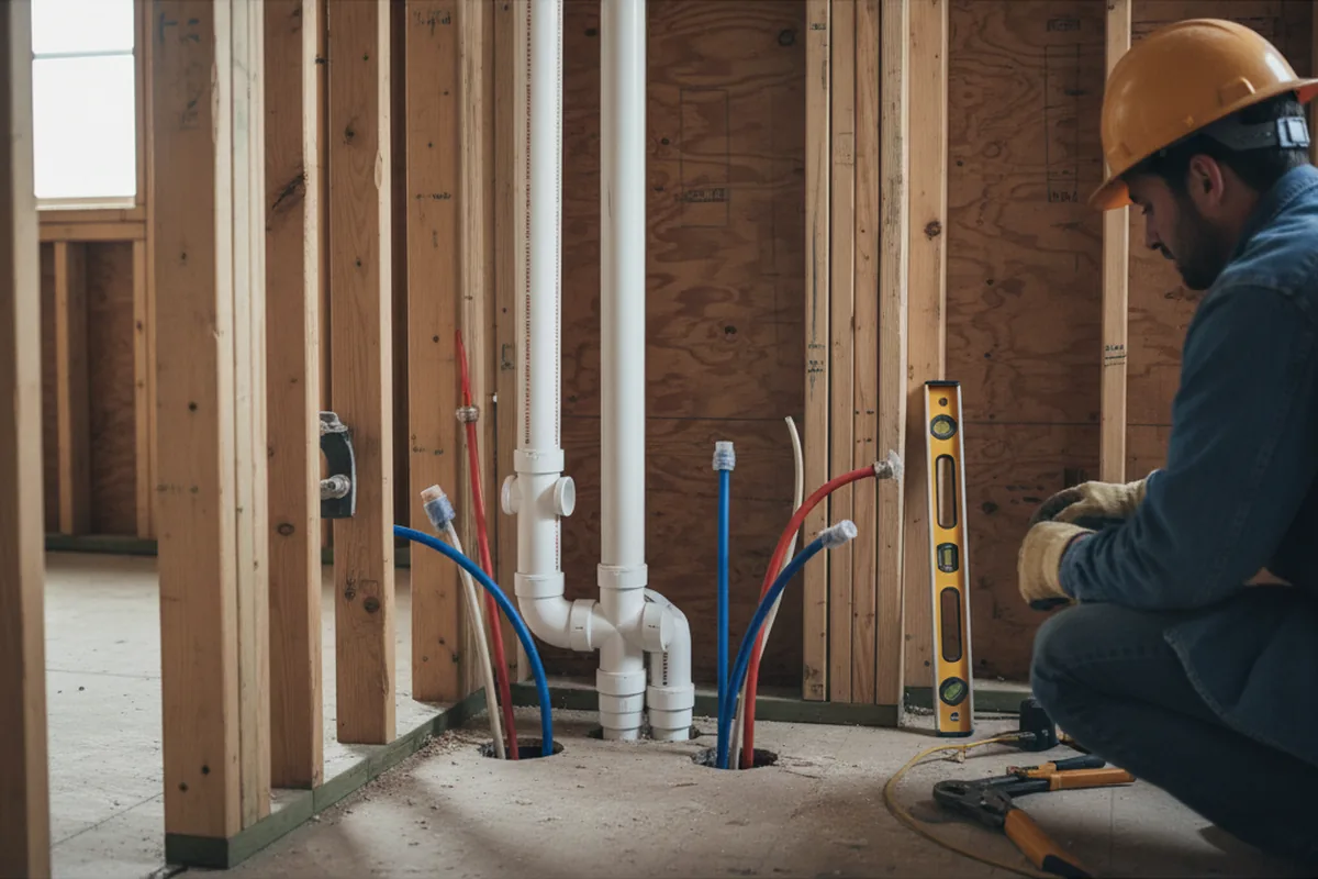 Drain and supply rough-in during Sump Pump Repair in Myerstown