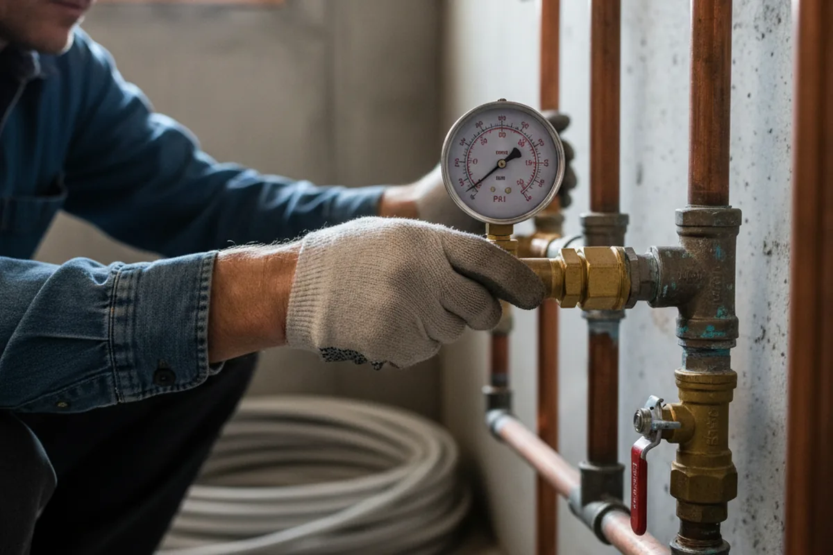 Pressure testing a repaired line during Water Line Repair in Myerstown